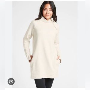 NWOT Athleta Cozy Karma Asym Sweatshirt Dress Toasted Brown Heather